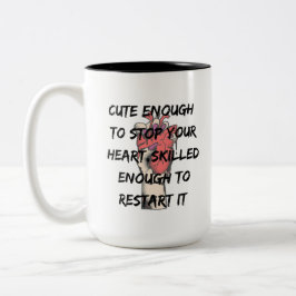 Taza Bicolor Diseño de cita divertida de enfermera