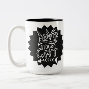 Taza Bicolor Diseño de cita linda para amar a tu gato
