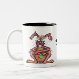 Taza Bicolor Diseño de conejo divertido y lindo