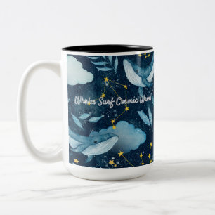 Taza Bicolor Diseño de constelación azul de las olas cósmicas d