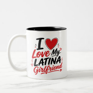 Taza Bicolor Diseño de corazón 'Amo a mi novia latina'