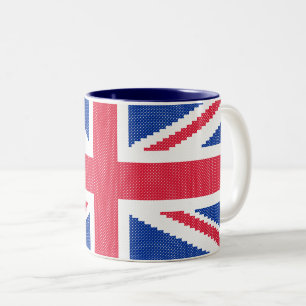 Taza Bicolor Diseño de cosido cruzado original Jack Union