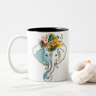 Taza Bicolor Diseño de elefantes tailandeses Café y té Mug