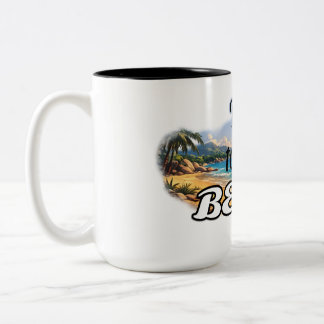 Taza Bicolor Diseño de escapada al atardecer tropical de la pla