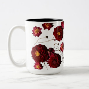 Taza Bicolor Diseño de explosión floral de dos tonos de 15 oz