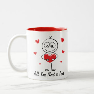 Taza Bicolor Diseño de figura de palo lindo Todo lo que necesit