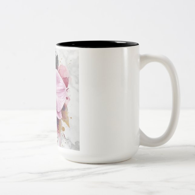 Taza Bicolor Diseño de Flor  (Derecha)