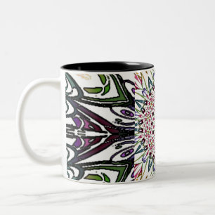 Taza Bicolor Diseño de flores trippy y colorido