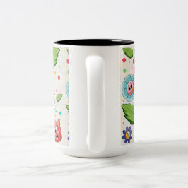 Taza Bicolor Diseño de fondo inmaculado con flores coloridas