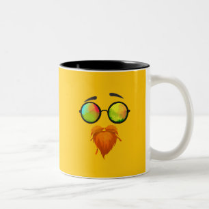 Taza Bicolor Diseño de gafas de sol con cara barbuda divertida