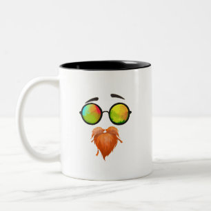 Taza Bicolor Diseño de gafas de sol con cara barbuda divertida 