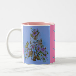 Taza Bicolor Diseño de gatito lindo con arco