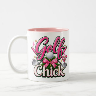 Taza Bicolor Diseño de Golf Chick Lindo Rosa Amante del Golf