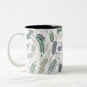 Taza Bicolor Diseño de hojas y acentos de inspiración floral na