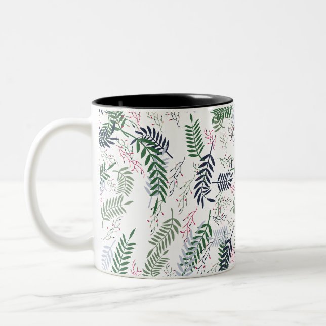 Taza Bicolor Diseño de hojas y acentos de inspiración floral na (Izquierda)