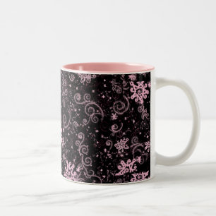 Taza Bicolor Diseño de jazz morado y rosado - barro