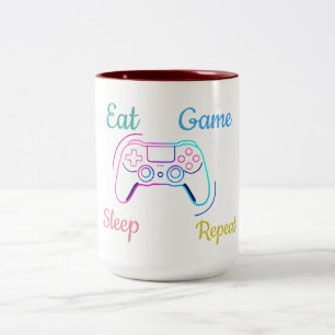Taza Bicolor diseño de juego neón personalizable