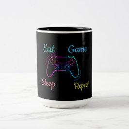 Taza Bicolor diseño de juego neón personalizable