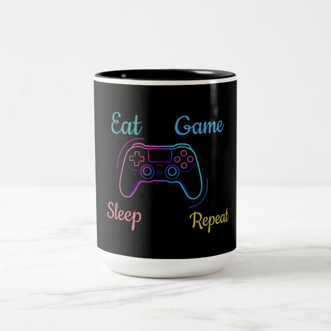 Taza Bicolor diseño de juego neón personalizable (Centro)