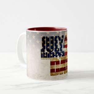 Taza Bicolor Diseño de la bandera de época del 4 de julio, Día 