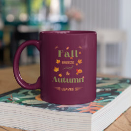 Taza Bicolor Diseño de la Brisa Caída y las Hojas de Otoño