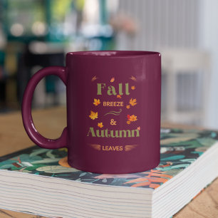 Taza Bicolor Diseño de la Brisa Caída y las Hojas de Otoño