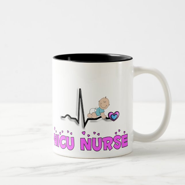 Taza Bicolor Diseño de la enfermera QRS de NICU (Derecha)