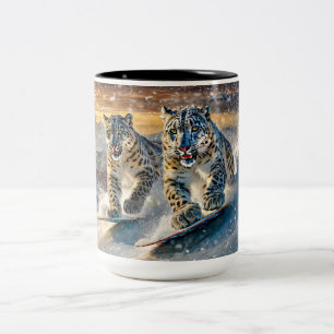 Taza Bicolor Diseño de leopardo de la nieve destruido por Rich 