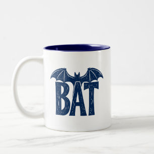 Taza Bicolor diseño de linóleo de Halloween con alas de Wings
