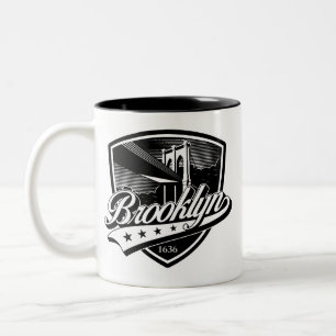 Taza Bicolor Diseño de logotipo de Brooklyn Swoosh elegante