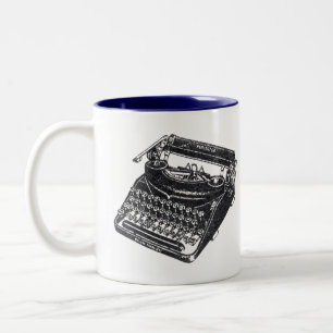 Taza Bicolor Diseño de máquina de escribir vintage manual