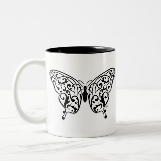 Taza Bicolor Diseño de mariposa (Izquierda)