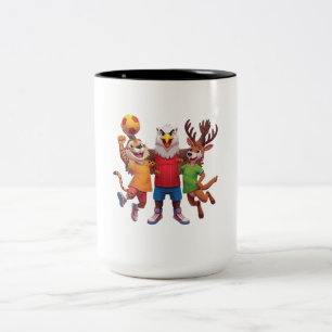 Taza Bicolor Diseño de Mascota de Equipo Deportivo de Animales 