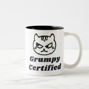 Taza Bicolor Diseño de meme divertido "Grumpy Certified"
