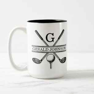 Taza Bicolor Diseño de monograma de golf minimalista elegante