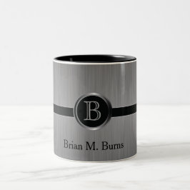 Taza Bicolor Diseño de monograma ejecutivo - Acero de pincel ne