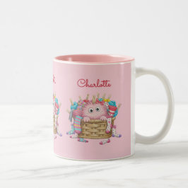 Taza Bicolor Diseño de monstruo de calcetín esponjoso rosa lind