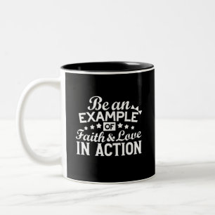 Taza Bicolor Diseño de motivación cristiana - Fe, amor y acción