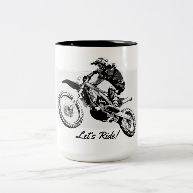 Taza Bicolor Diseño de Motocross Racer (Centro)