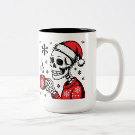 Taza Bicolor Diseño de Navidad de esqueleto divertido para café