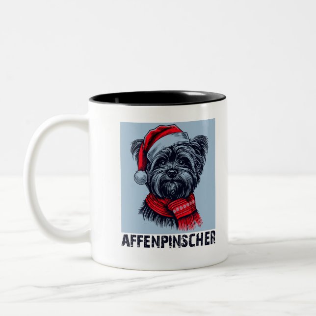Taza Bicolor Diseño de Navidades Affenpinscher (Izquierda)