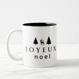 Taza Bicolor Diseño de Navidades Joyeux Noel con copos de nieve