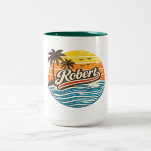 Taza Bicolor Diseño de nombre Robert Retro Sunset