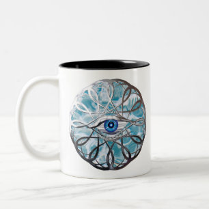 Taza Bicolor Diseño de ojos místicos cromados