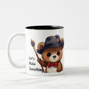 Taza Bicolor Diseño de oso inspirador lindo Inventa algo