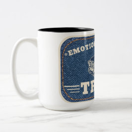 Taza Bicolor Diseño de parche vintage de camión de apoyo emocio