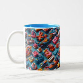 Taza Bicolor Diseño de patrón de gomas de borrar con formas úni
