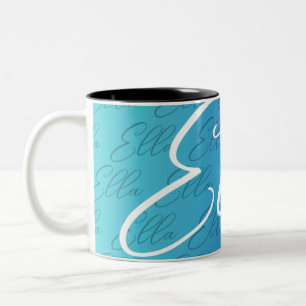 Taza Bicolor Diseño de patrón de nombre repetido Ella