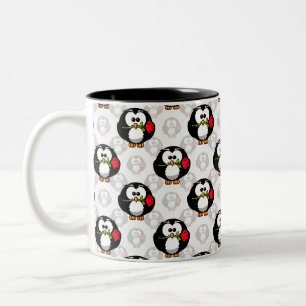 Taza Bicolor Diseño de patrón de superficie de pingüino corto