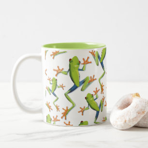 Taza Bicolor Diseño de patrones de rana de árbol de vegetación